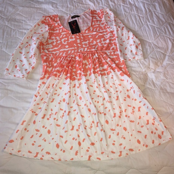 Reborn New W.T. XL Size Orange and White Print 35” Leigh 20 Chest 18 Waist - Picture 3 of 4